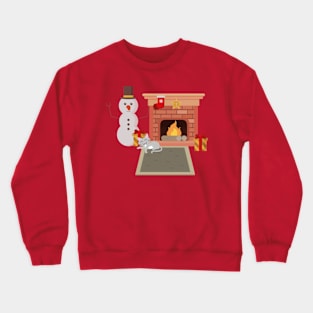 Christmas cozy cats near fireplace Crewneck Sweatshirt